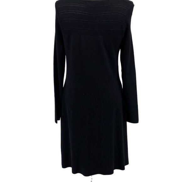 Tahari Women's Long-Sleeve Scoop Neck Swing Knit Dress Black Small - Picture 3 of 10